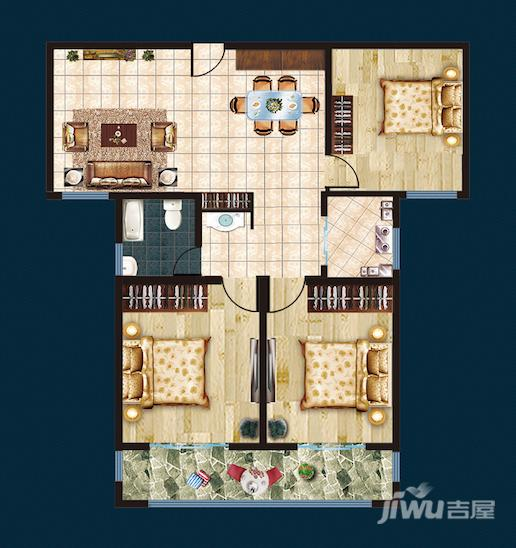 菏泽菏泽佳和广场s1户型图_首付金额_3室2厅2卫_126.