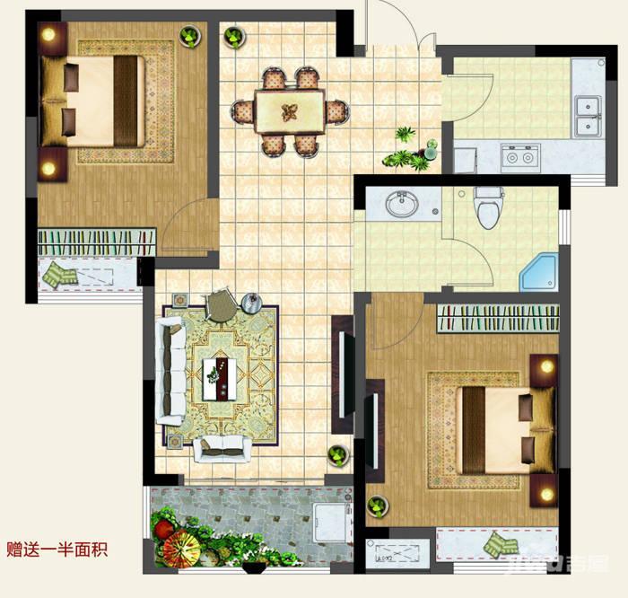 胜锦尚城国际2室2厅1卫85平