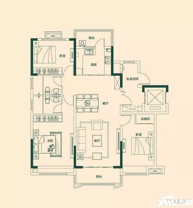 阜阳丽丰凯旋门户型解析130㎡奢阔观景正宅涵养三代*