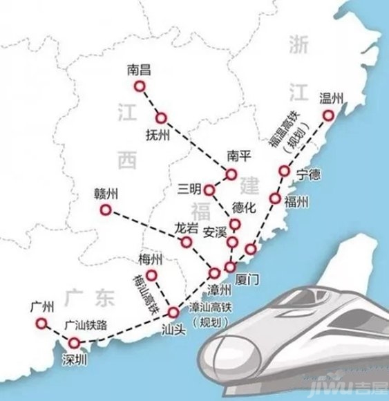 同时也是福州至广州高铁通道的重要组成,北接福厦高铁,龙厦铁路,南连