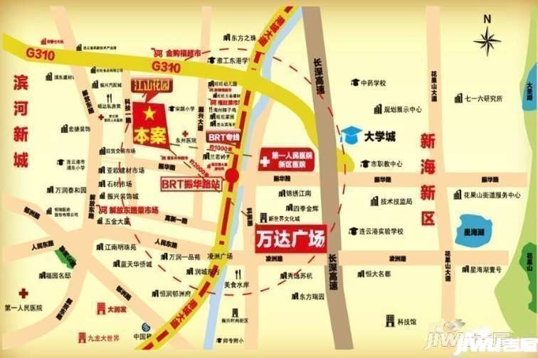 连云港猴嘴开发区和连云港滨河新区三区交汇处,未来连云港城市新核心
