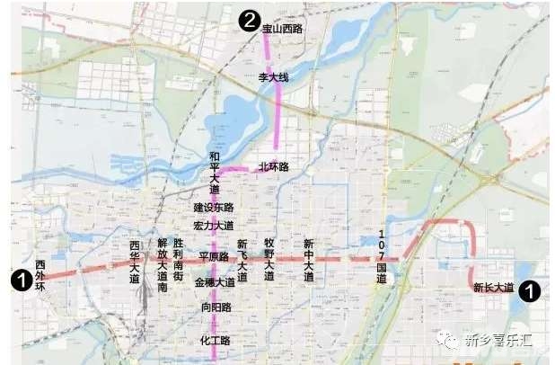 新乡轨道交通1号线2号线最新详细走向图曝光