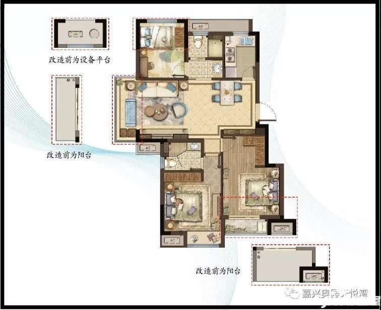 嘉兴奥园天悦湾户型介绍,建面约88的燕语莺啼c2户型