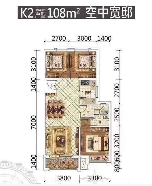 临河街大众理想城市85-121㎡户型图