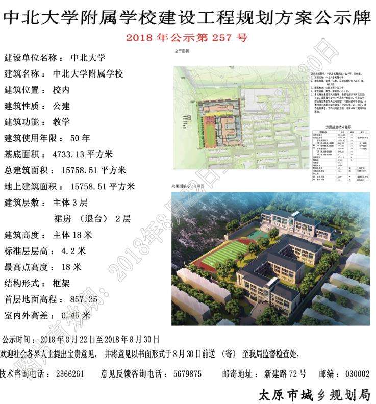 中北大学附属学校建设工程规划方案公示