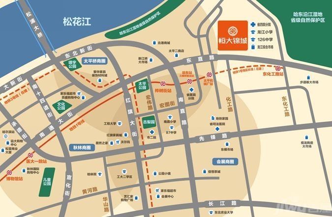 哈尔滨恒大锦城现代都市里享受古典园林多户型近地铁