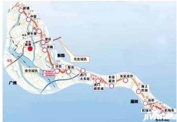 穗莞深城际轨道交通线全长86.62公里,起于广州