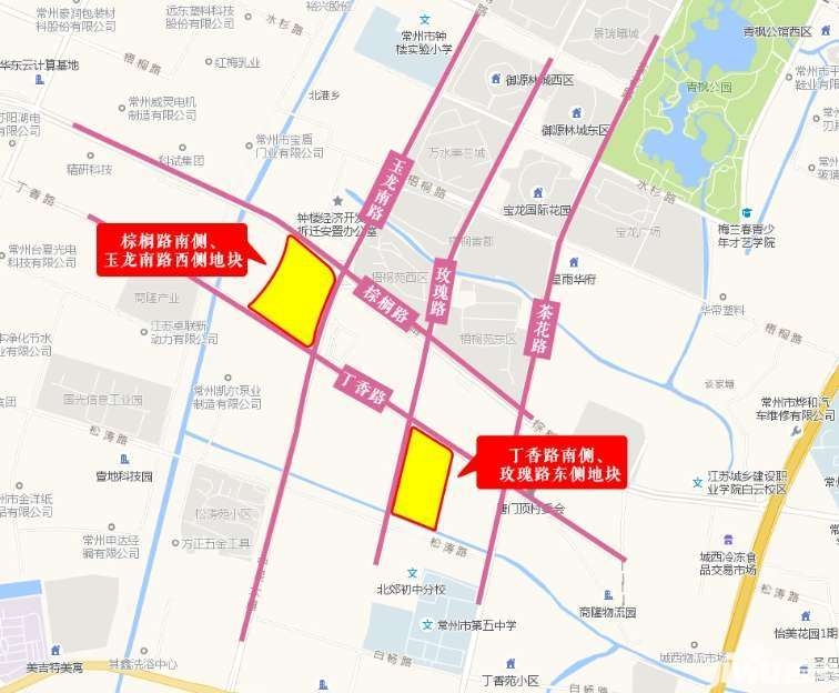 从地块区位来看,两宗地块均位于钟楼新城板块,板块内新房有梧桐香郡东