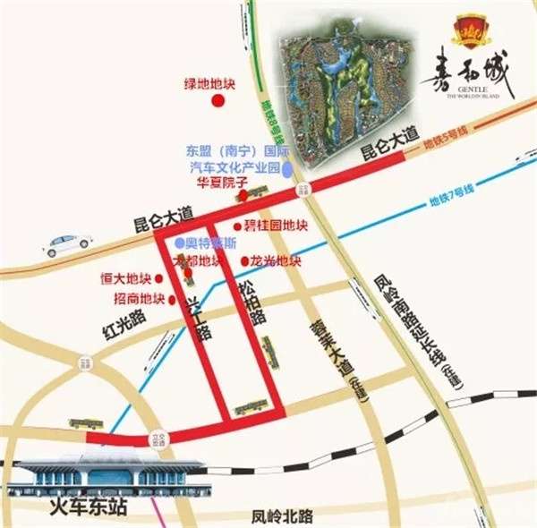 地铁5号线通达全城 嘉和城位于东站圈,一盏茶的时间即可来回南宁东站