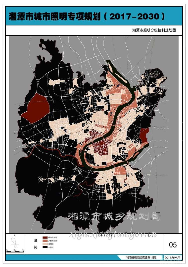 湘潭市照明亮度分级控制规划图