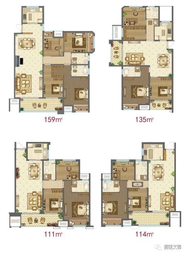 常州晋陵文锦北郊中学周边地块 户型面积111-159㎡