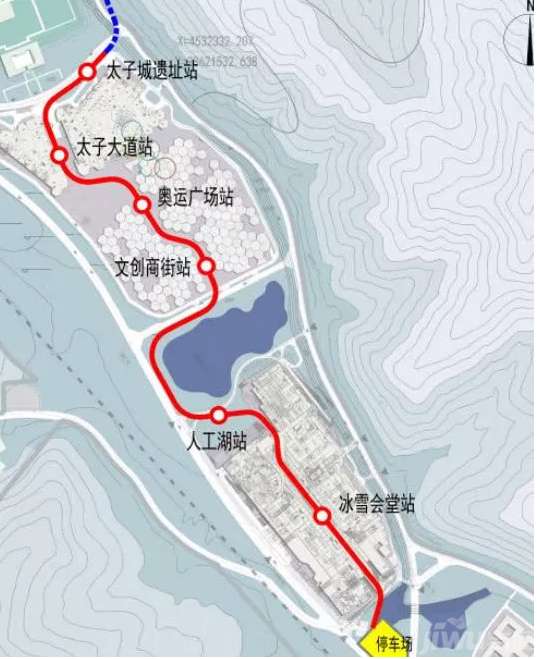 崇礼太子城冰雪小镇内有轨电车线路图
