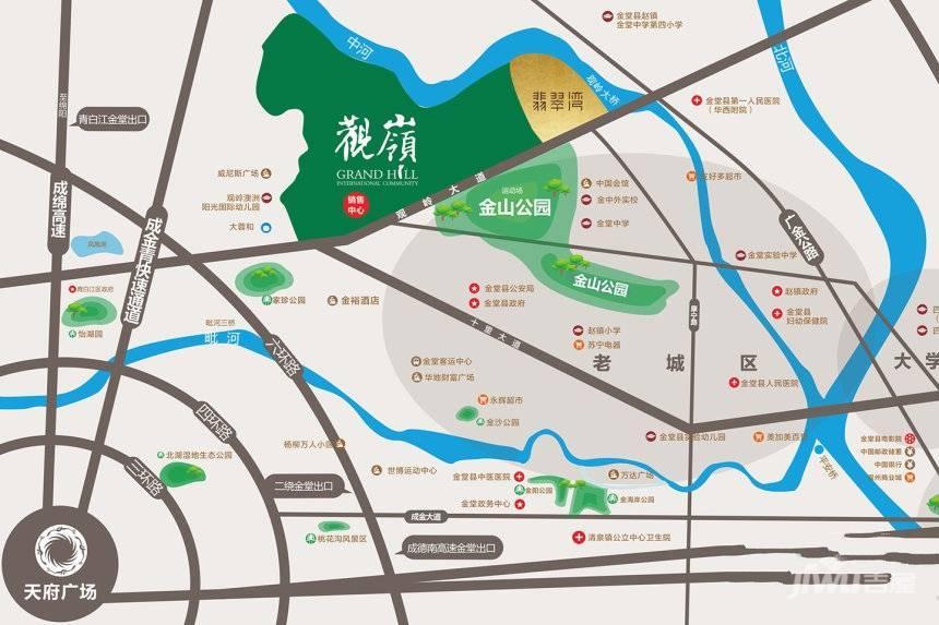 蓝光观岭国际社区翡翠湾位置交通图