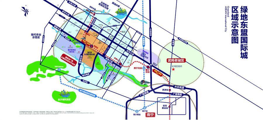 绿地东盟国际城位置交通图