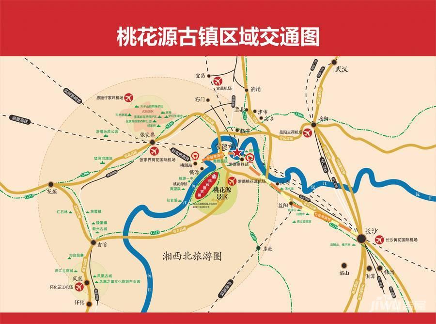 桃花源古镇位置交通图1