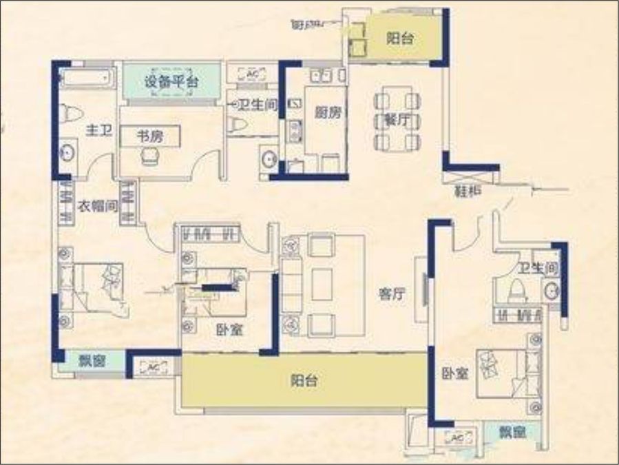 中建生态智慧城4室2厅3卫162㎡户型图