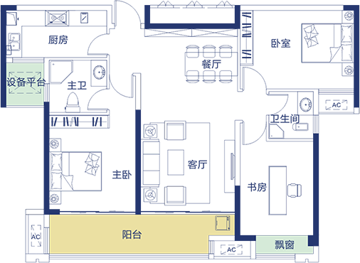 中建生态智慧城3室2厅2卫112㎡户型图