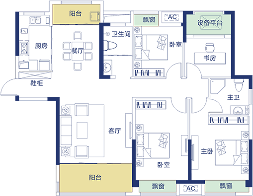 中建生态智慧城4室2厅2卫143㎡户型图