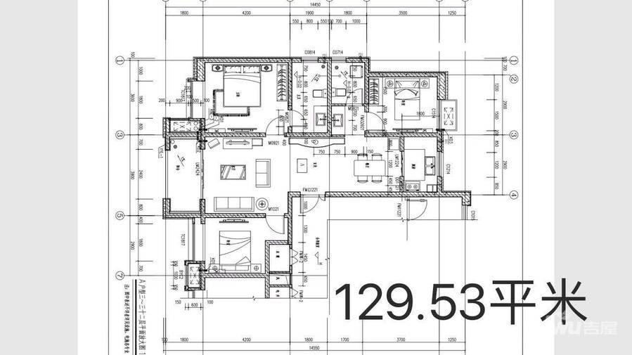 当代上品湾悦MOMΛ3室2厅2卫129.5㎡户型图