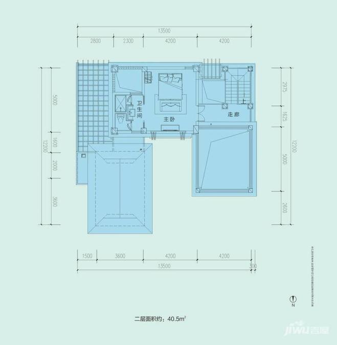 富力锦绣桃源别墅-复式95.5㎡户型图