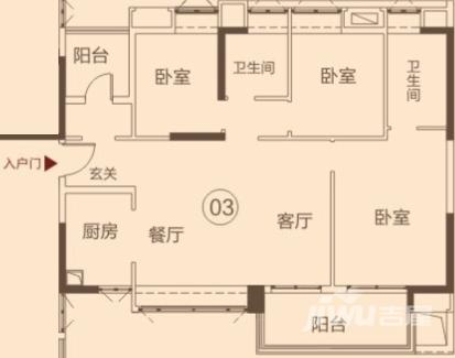 康格斯花园3室2厅2卫113㎡户型图