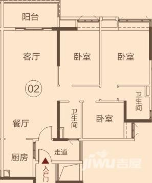 康格斯花园3室2厅2卫119㎡户型图