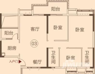 康格斯花园3室2厅2卫115㎡户型图