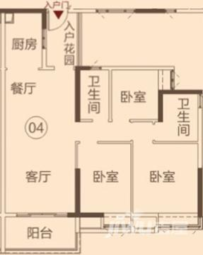 康格斯花园3室2厅2卫97㎡户型图