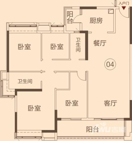 康格斯花园4室2厅2卫153㎡户型图