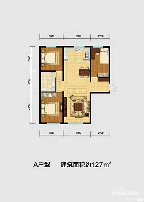 舒心苑3室2厅1卫127㎡户型图