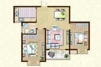 东盛四季花城2室2厅1卫96.6㎡户型图