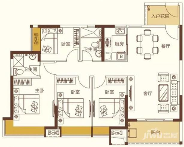 海逸桃花源记4室2厅2卫123㎡户型图