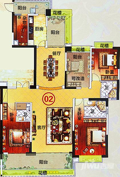 光大锦绣山河4室2厅2卫208㎡户型图