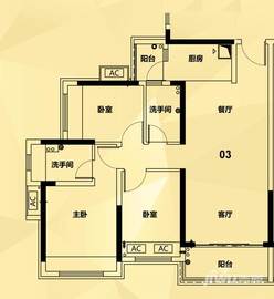 (在售)恒福新里程03户型89㎡户型图