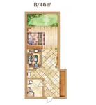香江爱情公寓1室1厅1卫46㎡户型图