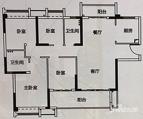 敏捷江畔豪庭4室2厅2卫127㎡户型图