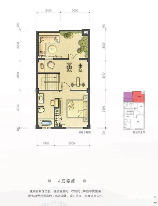 大唐世家熊猫墅别墅-联排131㎡户型图