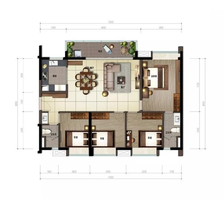 时代领峰4室2厅2卫128㎡户型图