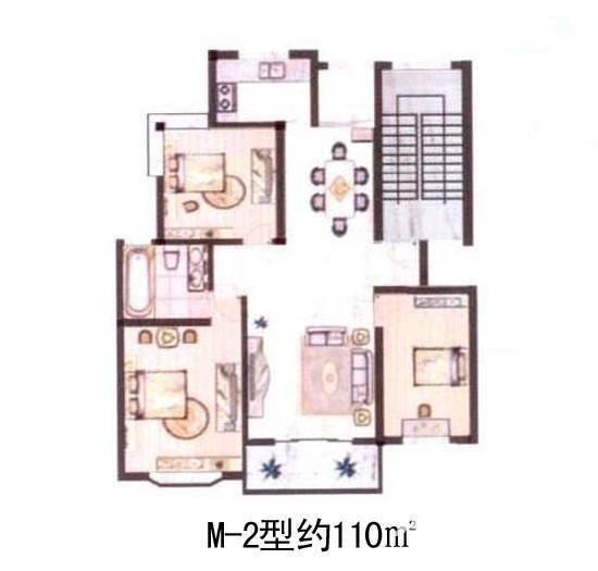 阳光丽景3室2厅1卫110㎡户型图