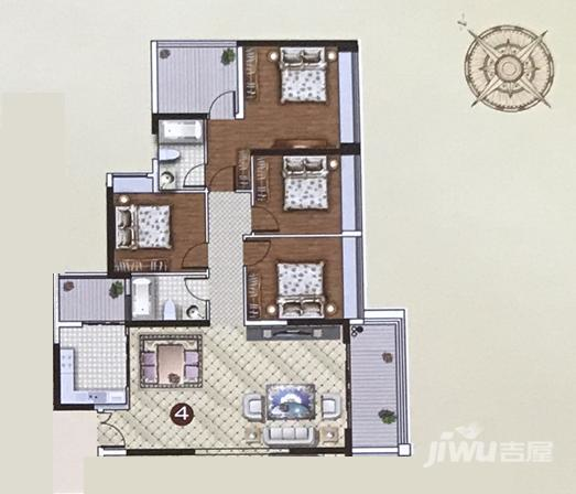 君御海城4室2厅3卫141㎡户型图