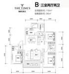 新天汉时代滨江3室2厅2卫96㎡户型图