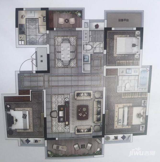 东洲壹號院3室2厅2卫125㎡户型图