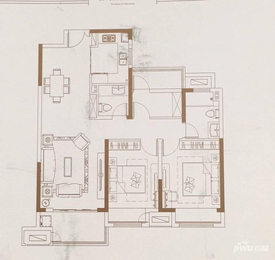 海伦堡协信峰汇苑3室2厅2卫110㎡户型图