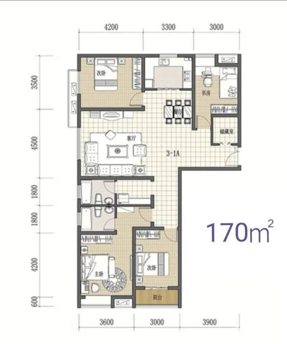 曲江望园4室2厅2卫170㎡户型图