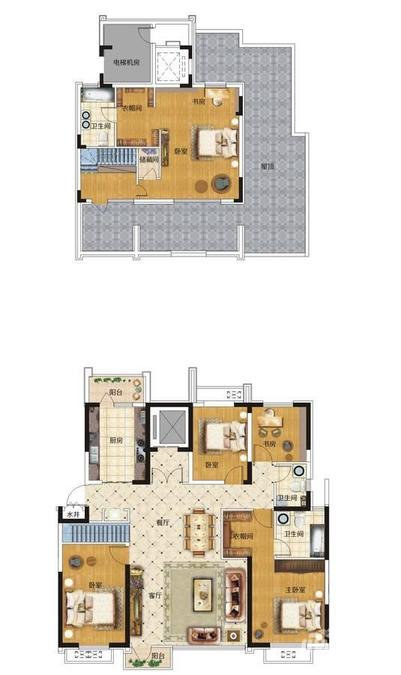 天山国宾壹號4室2厅3卫142㎡户型图