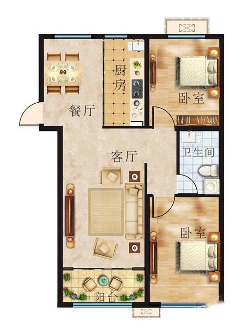 博雅苑2室2厅1卫94.9㎡户型图