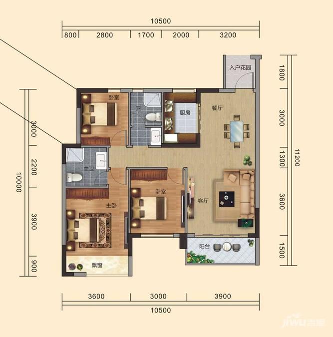 江山铭门4室2厅2卫113㎡户型图