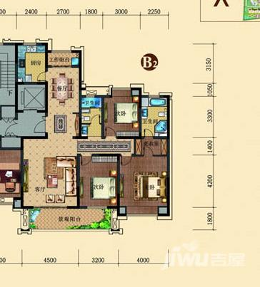 和家园3室2厅2卫152㎡户型图