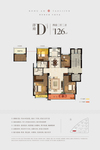 荣安桃李郡4室2厅2卫126㎡户型图