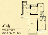 丹阳恒大城3室2厅2卫140㎡户型图